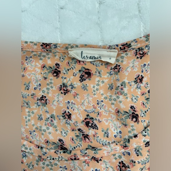 Les Amis Pink Floral Pattern Ruffle Peplum Top Size Small - Picture 8 of 8